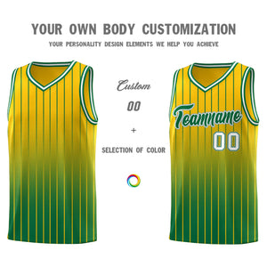 Custom Gold Kelly Green Gradient Fashion Sets Sports Stripe Uniform Basketball Jersey