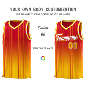 Custom Red Gold Gradient Fashion Sets Sports Stripe Uniform Basketball Jersey