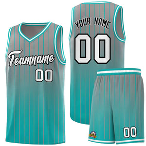 Custom Gray Bright Green Gradient Fashion Sets Sports Stripe Uniform Basketball Jersey