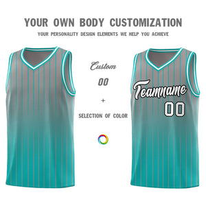 Custom Gray Bright Green Gradient Fashion Sets Sports Stripe Uniform Basketball Jersey