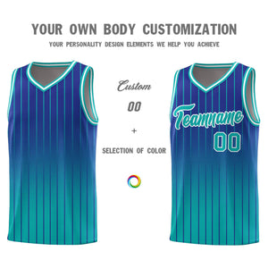 Custom Royal Bright Green Gradient Fashion Sets Sports Stripe Uniform Basketball Jersey