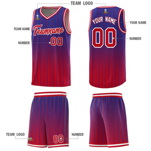 Custom Royal Red Gradient Fashion Sets Sports Stripe Uniform Basketball Jersey