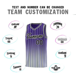 Custom Purple Gray Gradient Fashion Sets Sports Stripe Uniform Basketball Jersey