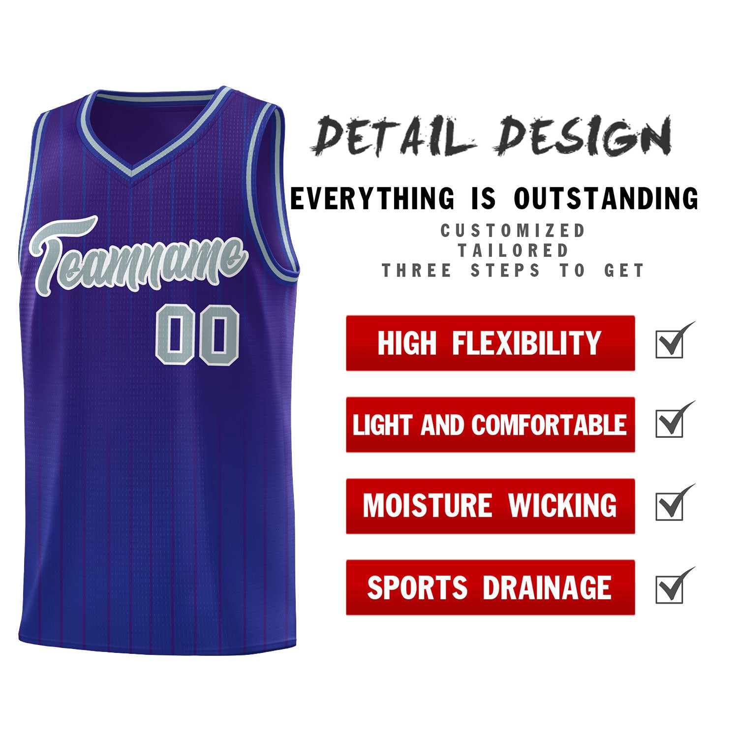 Custom Purple Royal Gradient Fashion Sets Sports Stripe Uniform Basketball Jersey