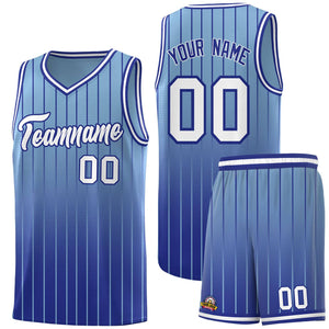 Custom Light Blue Royal Gradient Fashion Sets Sports Stripe Uniform Basketball Jersey