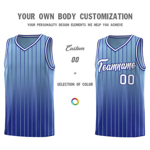 Custom Light Blue Royal Gradient Fashion Sets Sports Stripe Uniform Basketball Jersey