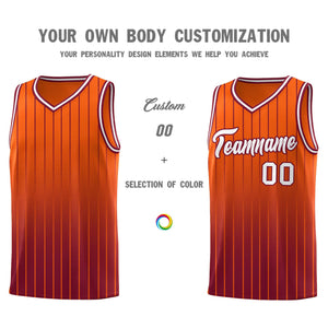 Custom Orange Crimson Gradient Fashion Sets Sports Stripe Uniform Basketball Jersey