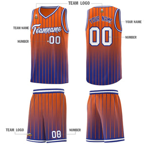 Custom Orange Royal Gradient Fashion Sets Sports Stripe Uniform Basketball Jersey