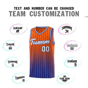 Custom Orange Royal Gradient Fashion Sets Sports Stripe Uniform Basketball Jersey