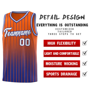 Custom Orange Royal Gradient Fashion Sets Sports Stripe Uniform Basketball Jersey