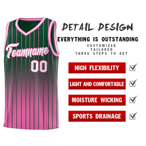 Custom Green Pink Gradient Fashion Sets Sports Stripe Uniform Basketball Jersey