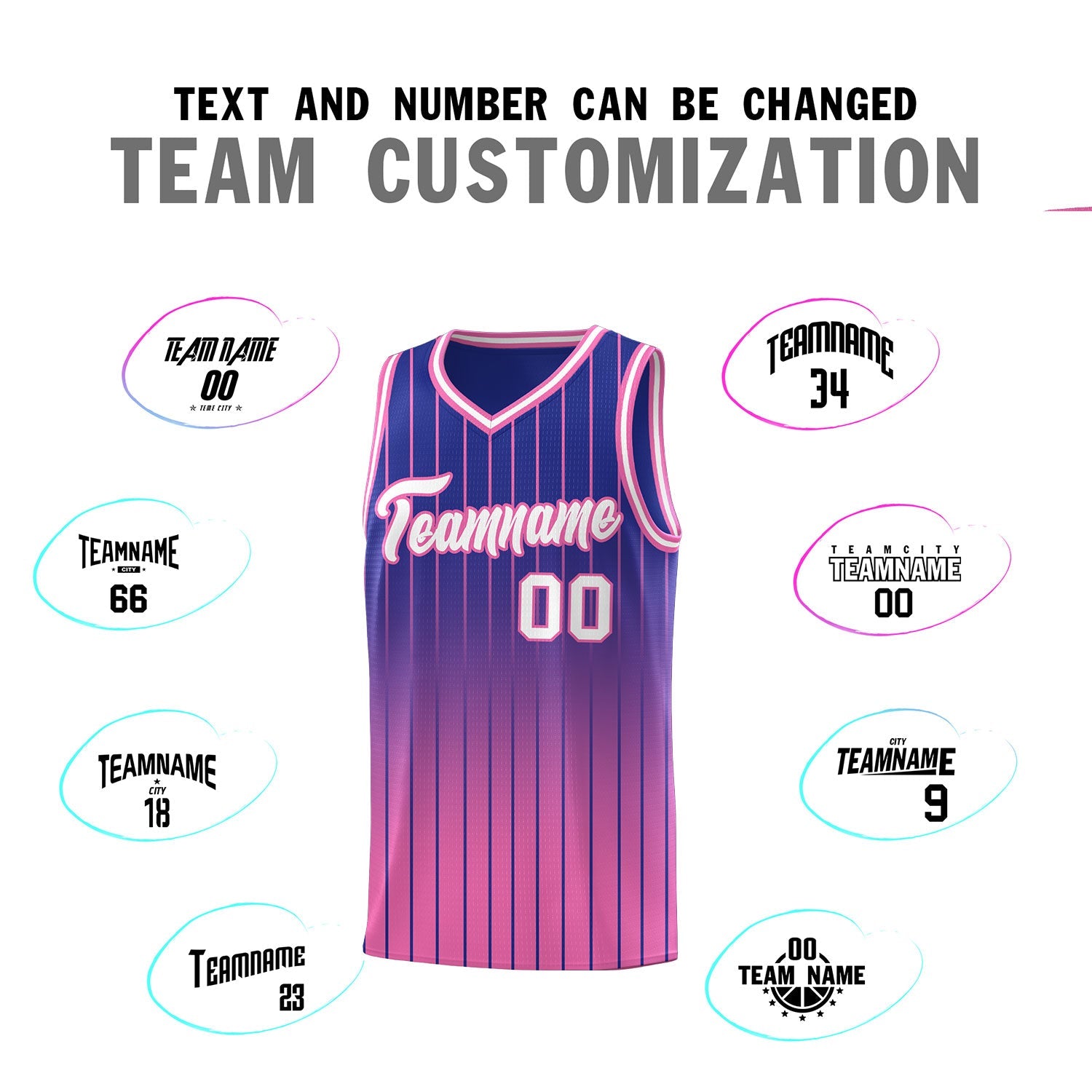 Custom Royal Pink Gradient Fashion Sets Sports Stripe Uniform Basketball Jersey