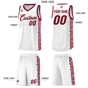 Custom White Crimson Personalized Indians Pattern Sets Sports Uniform Basketball Jersey