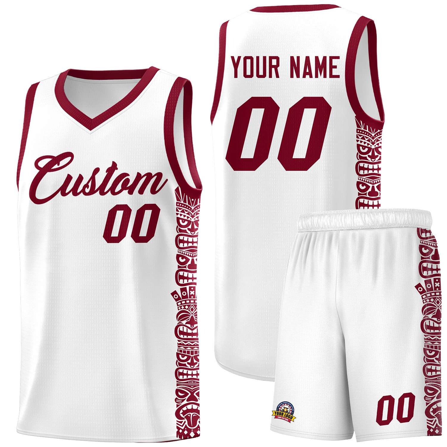 Custom White Crimson Personalized Indians Pattern Sets Sports Uniform Basketball Jersey