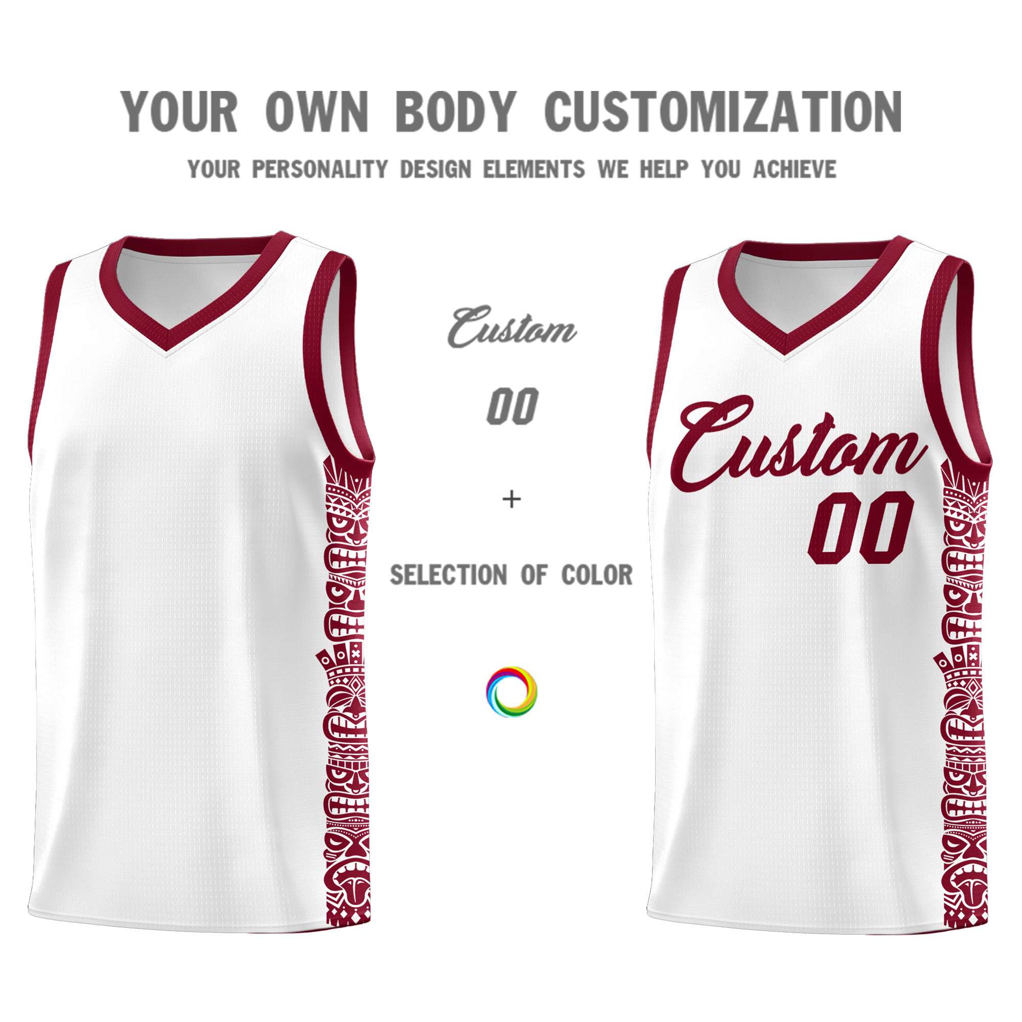 Custom White Crimson Personalized Indians Pattern Sets Sports Uniform Basketball Jersey