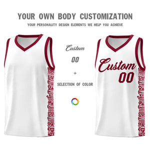 Custom White Crimson Personalized Indians Pattern Sets Sports Uniform Basketball Jersey