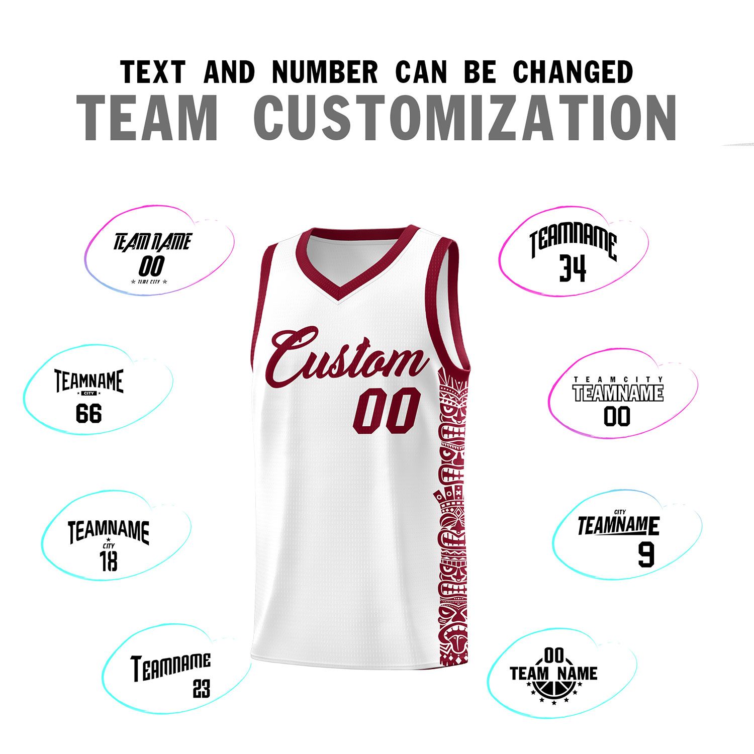 Custom White Crimson Personalized Indians Pattern Sets Sports Uniform Basketball Jersey