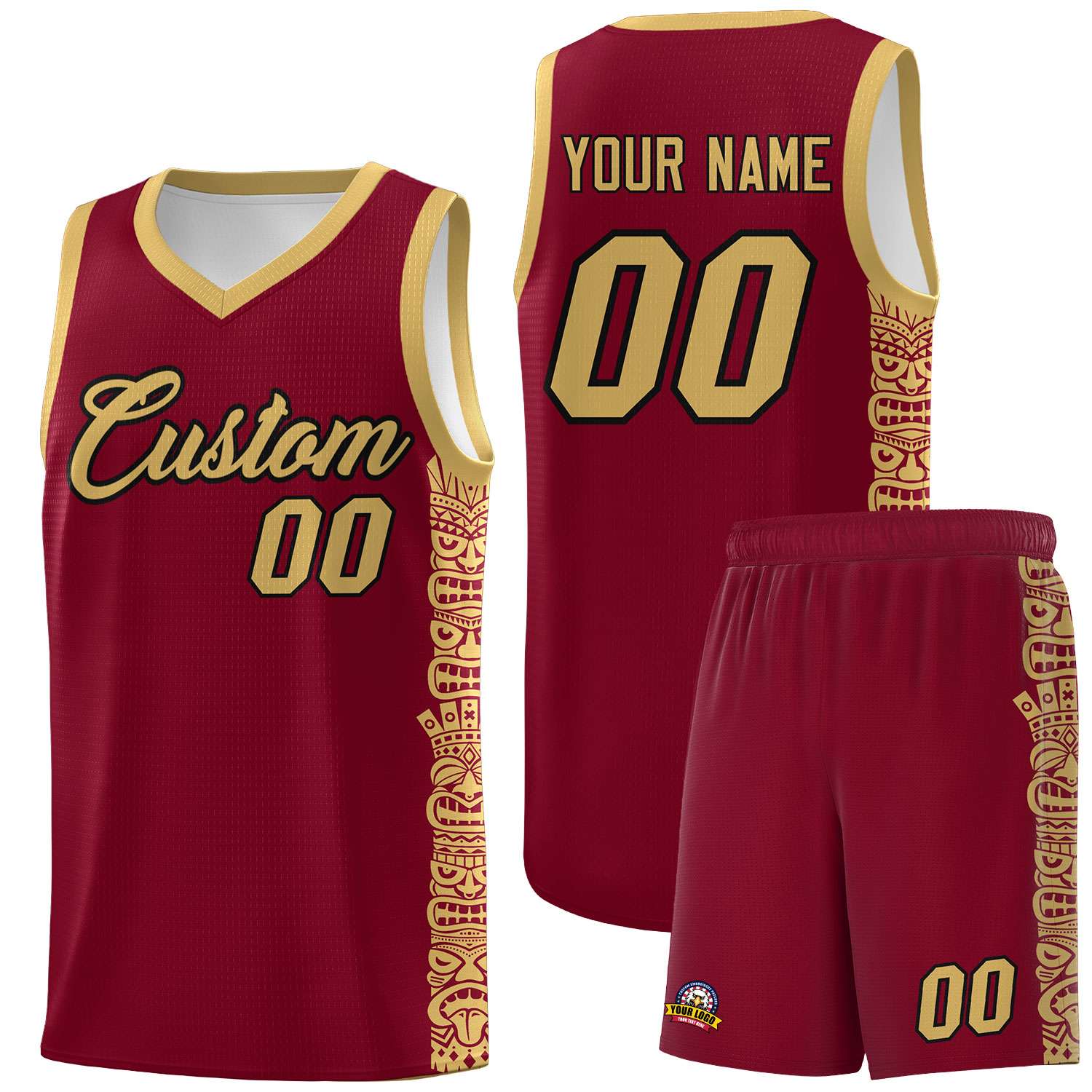 Custom Crimson Old Gold Personalized Indians Pattern Sets Sports Uniform Basketball Jersey