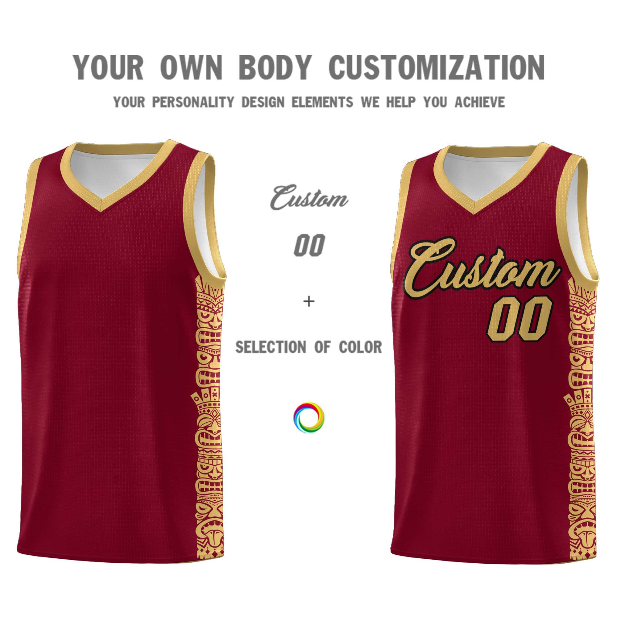 Custom Crimson Old Gold Personalized Indians Pattern Sets Sports Uniform Basketball Jersey