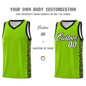 Custom Green Black Personalized Indians Pattern Sets Sports Uniform Basketball Jersey