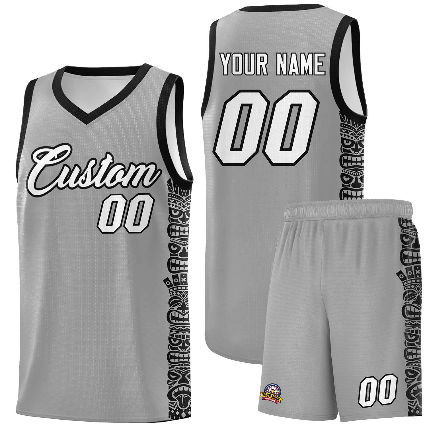 Custom Dark Gray Black Personalized Indians Pattern Sets Sports Uniform Basketball Jersey