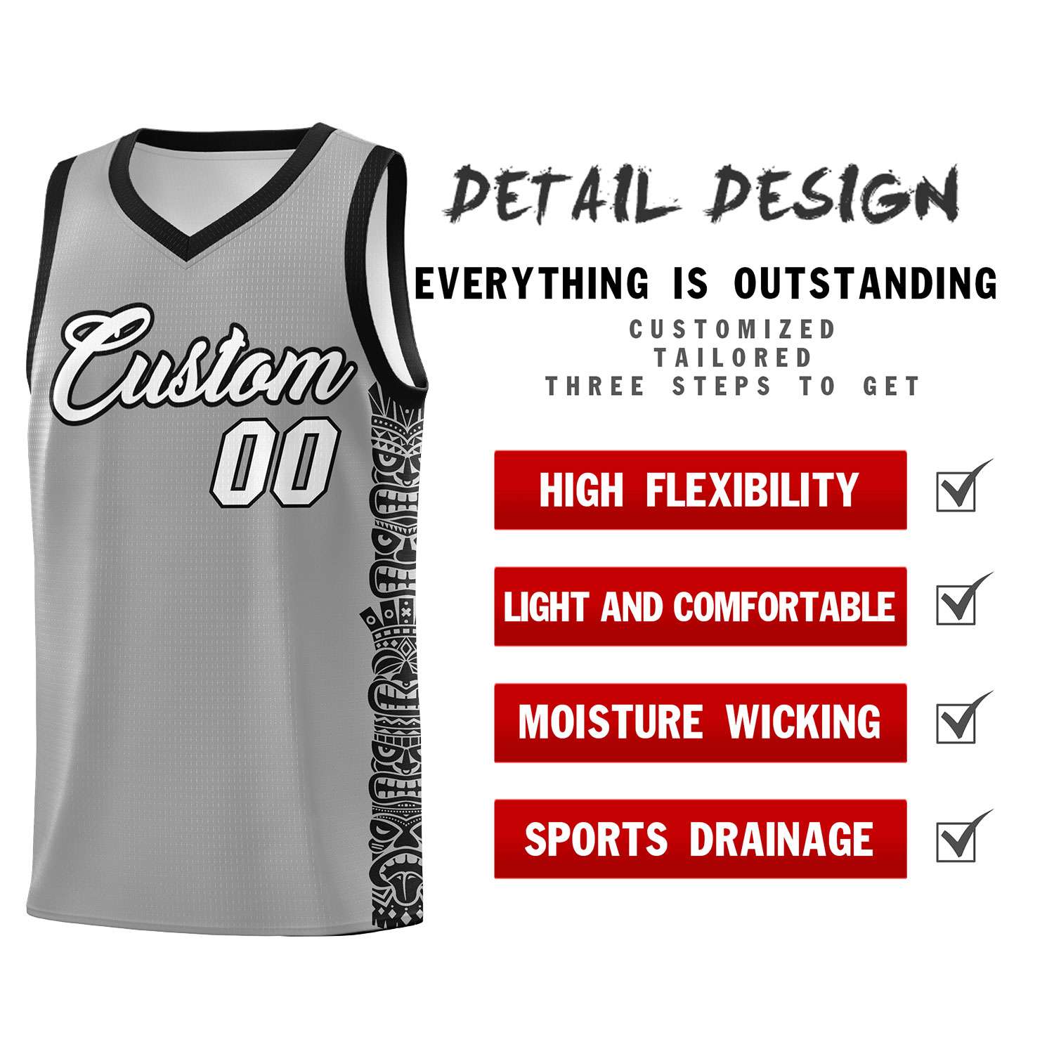 Custom Dark Gray Black Personalized Indians Pattern Sets Sports Uniform Basketball Jersey