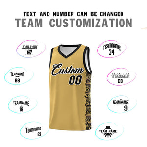 Custom Old Gold Black Personalized Indians Pattern Sets Sports Uniform Basketball Jersey