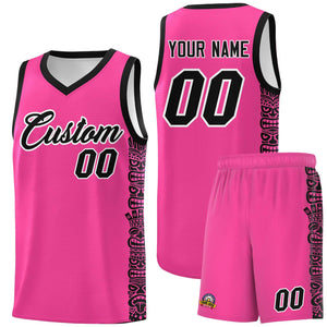 Custom Pink Black Personalized Indians Pattern Sets Sports Uniform Basketball Jersey