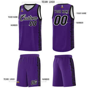 Custom Purple Black Personalized Indians Pattern Sets Sports Uniform Basketball Jersey