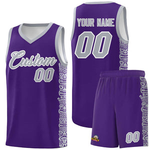 Custom Purple Gray Personalized Indians Pattern Sets Sports Uniform Basketball Jersey