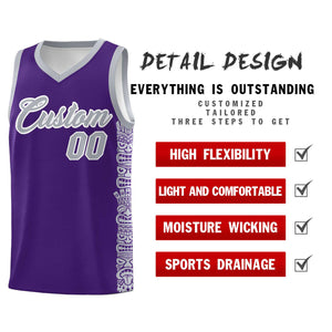 Custom Purple Gray Personalized Indians Pattern Sets Sports Uniform Basketball Jersey