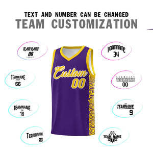 Custom Purple Gold Personalized Indians Pattern Sets Sports Uniform Basketball Jersey