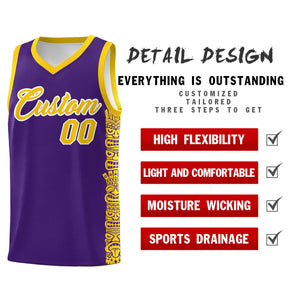 Custom Purple Gold Personalized Indians Pattern Sets Sports Uniform Basketball Jersey