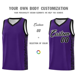 Custom Purple Black Personalized Indians Pattern Sets Sports Uniform Basketball Jersey