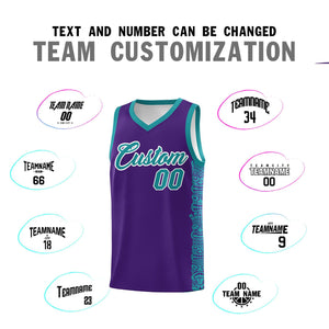 Custom Purple Aqua Personalized Indians Pattern Sets Sports Uniform Basketball Jersey