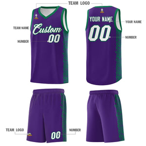 Custom Purple Kelly Green Personalized Indians Pattern Sets Sports Uniform Basketball Jersey