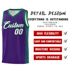 Custom Purple Kelly Green Personalized Indians Pattern Sets Sports Uniform Basketball Jersey