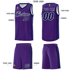 Custom Purple Navy Personalized Indians Pattern Sets Sports Uniform Basketball Jersey