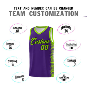 Custom Purple Green Personalized Indians Pattern Sets Sports Uniform Basketball Jersey