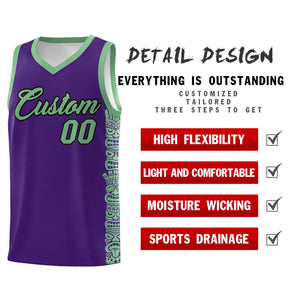 Custom Purple Green Personalized Indians Pattern Sets Sports Uniform Basketball Jersey