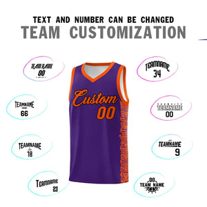 Custom Purple Orange Personalized Indians Pattern Sets Sports Uniform Basketball Jersey