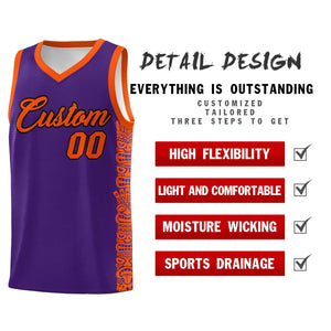 Custom Purple Orange Personalized Indians Pattern Sets Sports Uniform Basketball Jersey