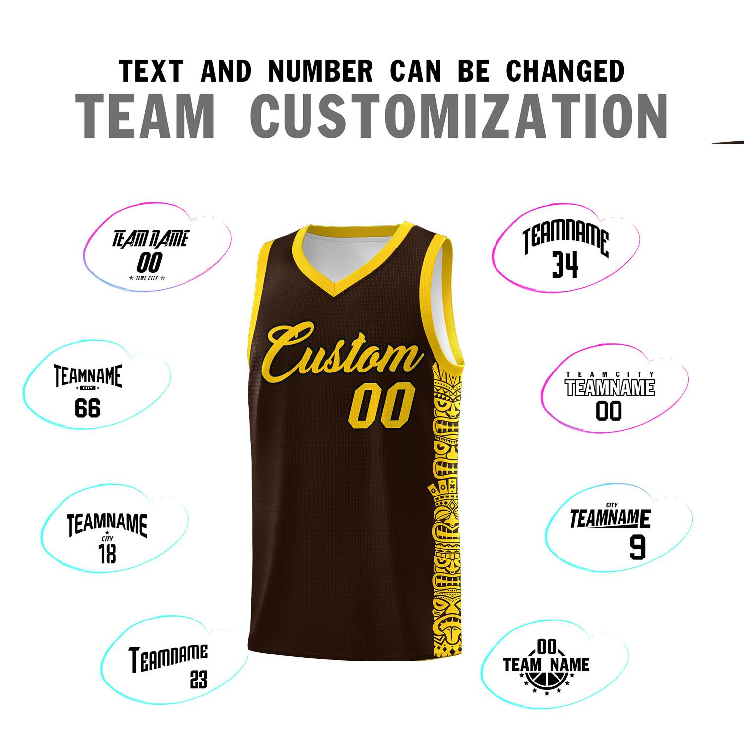 Custom Brown Gold Personalized Indians Pattern Sets Sports Uniform Basketball Jersey