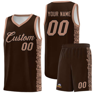 Custom Brown Teabrown Personalized Indians Pattern Sets Sports Uniform Basketball Jersey