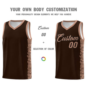 Custom Brown Teabrown Personalized Indians Pattern Sets Sports Uniform Basketball Jersey