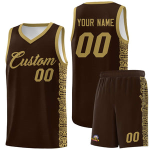 Custom Brown Desert Yellow Personalized Indians Pattern Sets Sports Uniform Basketball Jersey