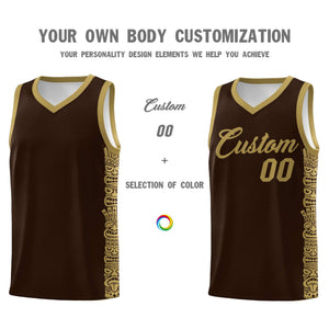 Custom Brown Desert Yellow Personalized Indians Pattern Sets Sports Uniform Basketball Jersey