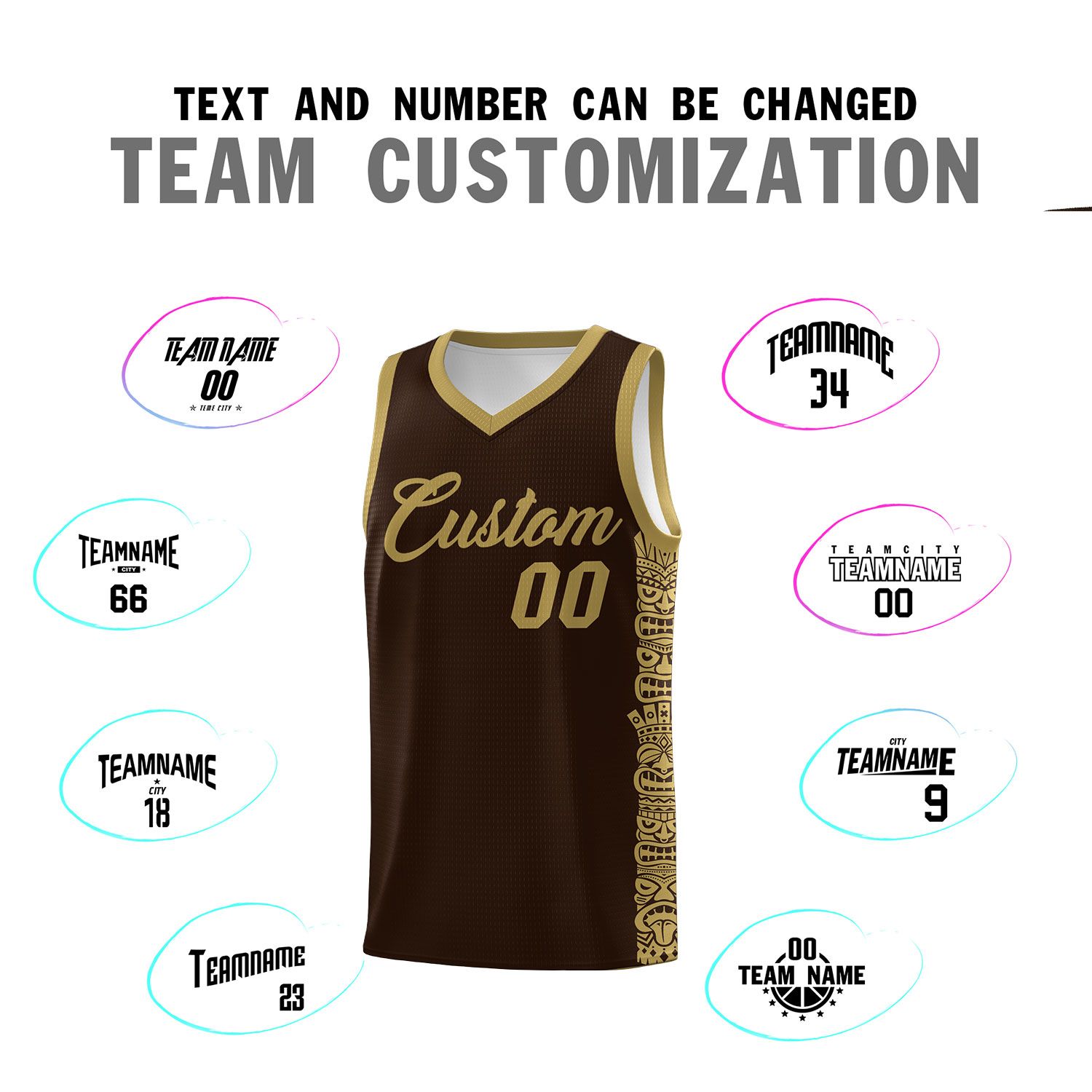 Custom Brown Desert Yellow Personalized Indians Pattern Sets Sports Uniform Basketball Jersey