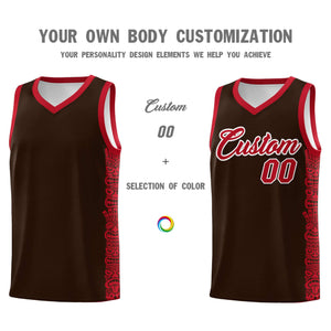 Custom Brown Red Personalized Indians Pattern Sets Sports Uniform Basketball Jersey