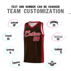 Custom Brown Red Personalized Indians Pattern Sets Sports Uniform Basketball Jersey